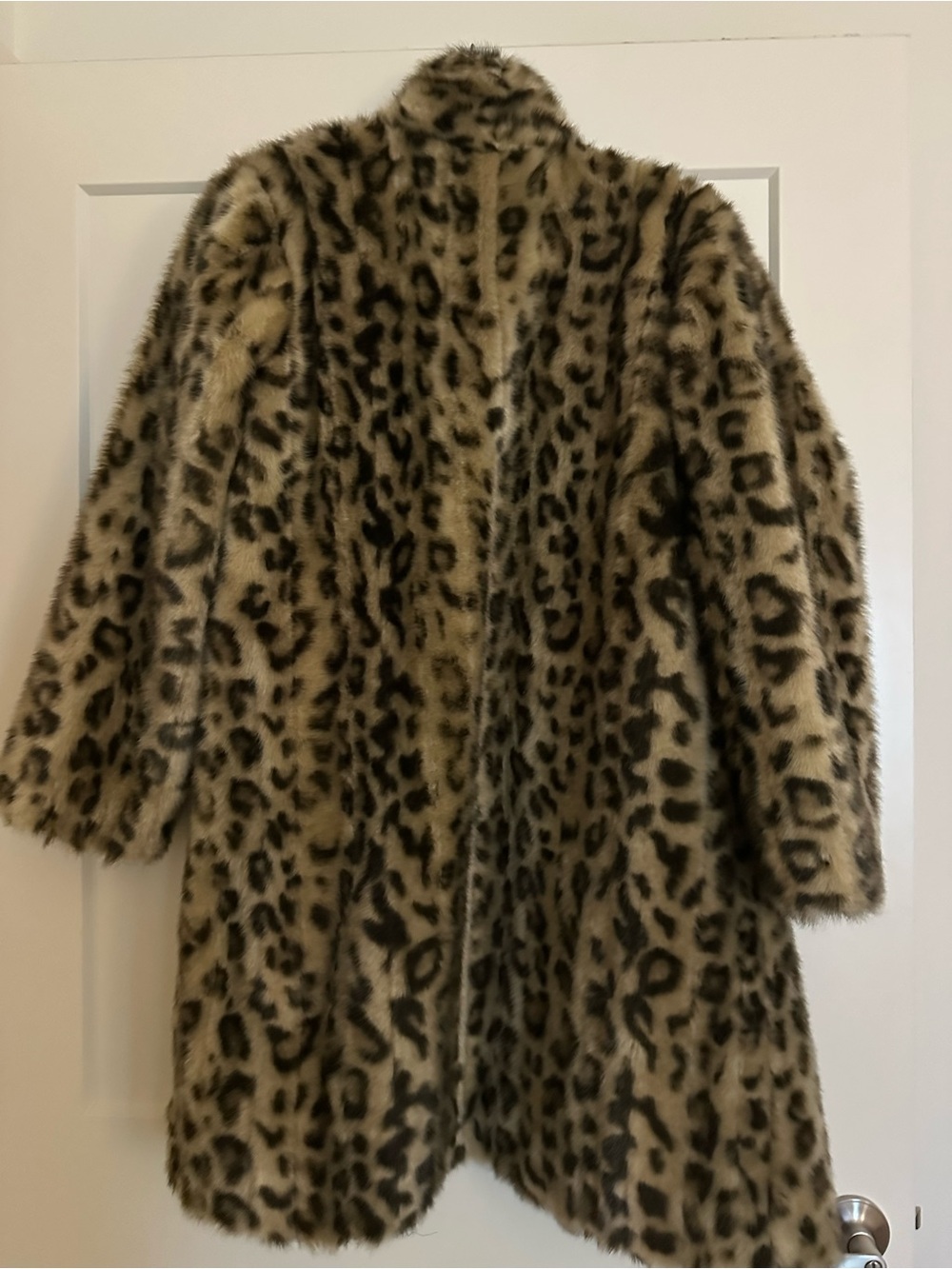 Fabulous Furs Leopard Print Faux Fur Coat - Beige and Black